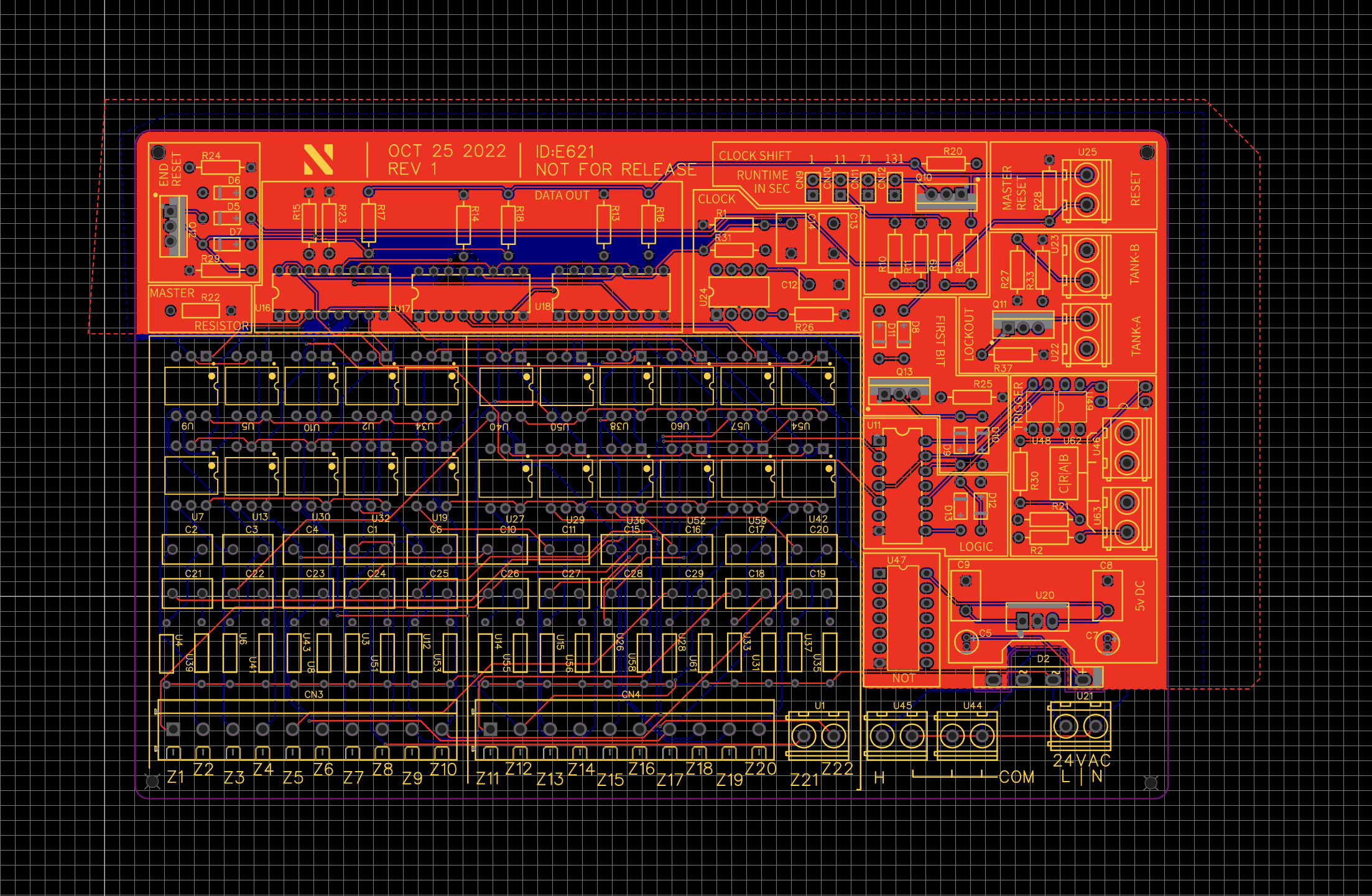 PCB layout for the analog irrigation controller